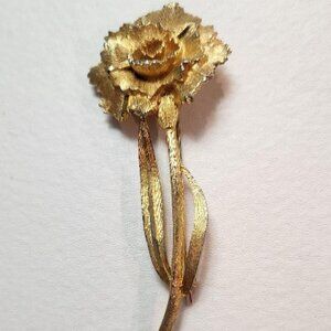 Vintage RSK gold-tone carnation flower Brooch Statement Piece